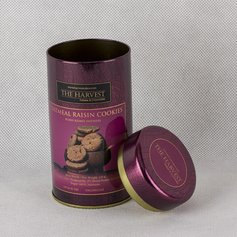 round shape tin box metal box with double lid tin can cake boxes