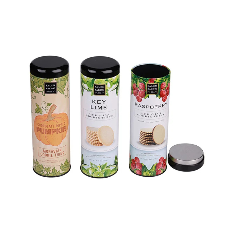 Custom food grade round tin box with double lid