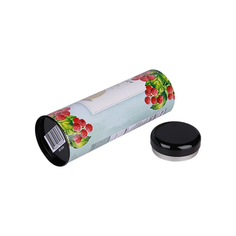Custom food grade round tin box with double lid