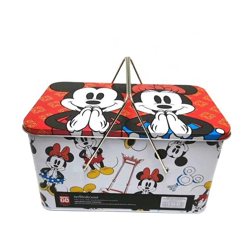 High Quality Lunch Tin Box With Handle Food Grade  Christmas Cookie  biscuit Metal Storage