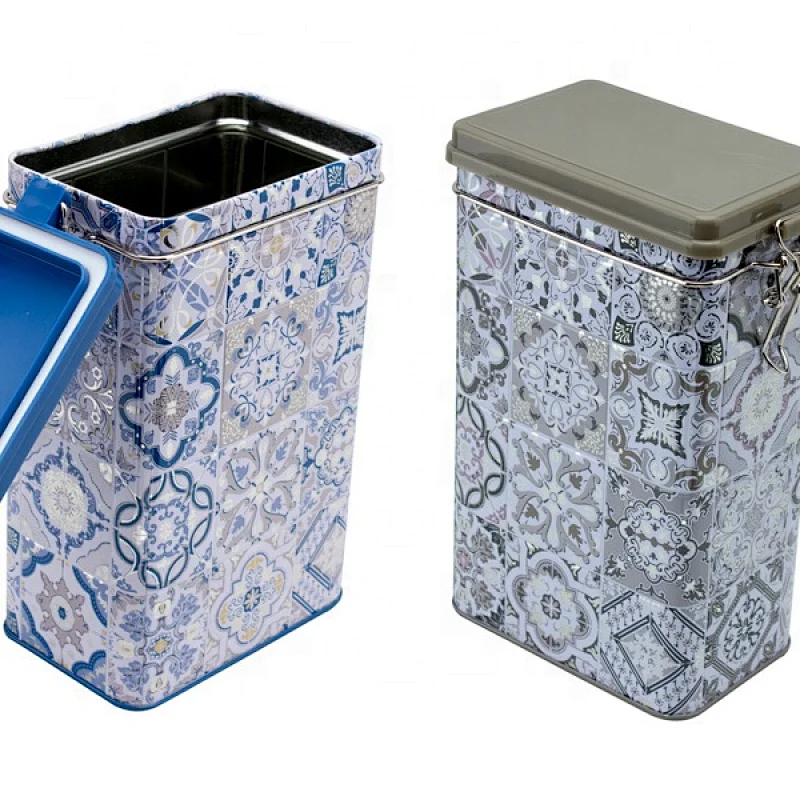 OEM rectangular coffee tin can custom logo biscuit tin airtight food storage containers
