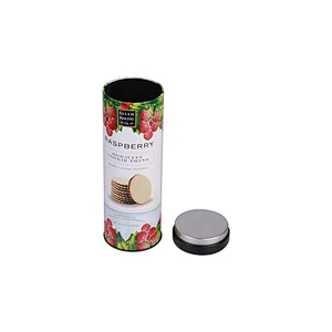 Custom food grade round tin box with double lid