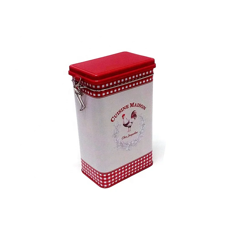 OEM rectangular coffee tin can custom logo biscuit tin airtight food storage containers