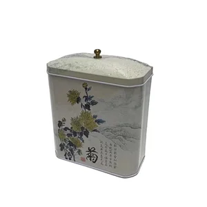 Chinese Style Flower Ink Painting tea tin can Chinese Culture Topic Sublimation tea metal boxes