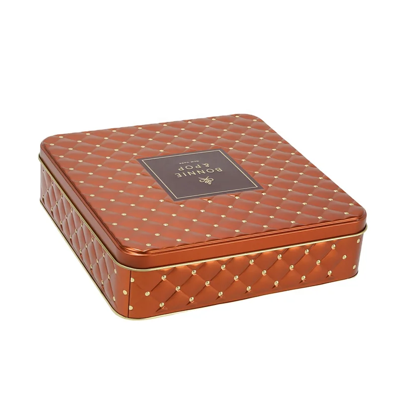 Food Grade Rectangular Boxes Custom Cookie Tin Container Gift Packaging Box