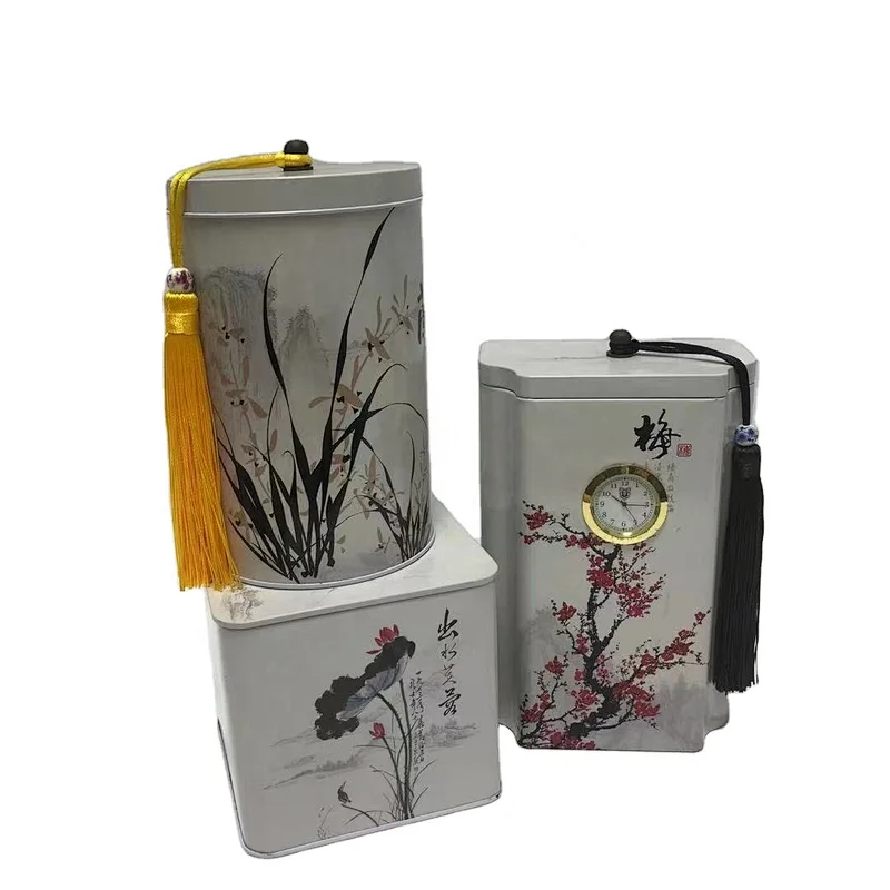 Sets Of Tin Box Ink Painting Style coffee tin box Clock Design metal tin box
