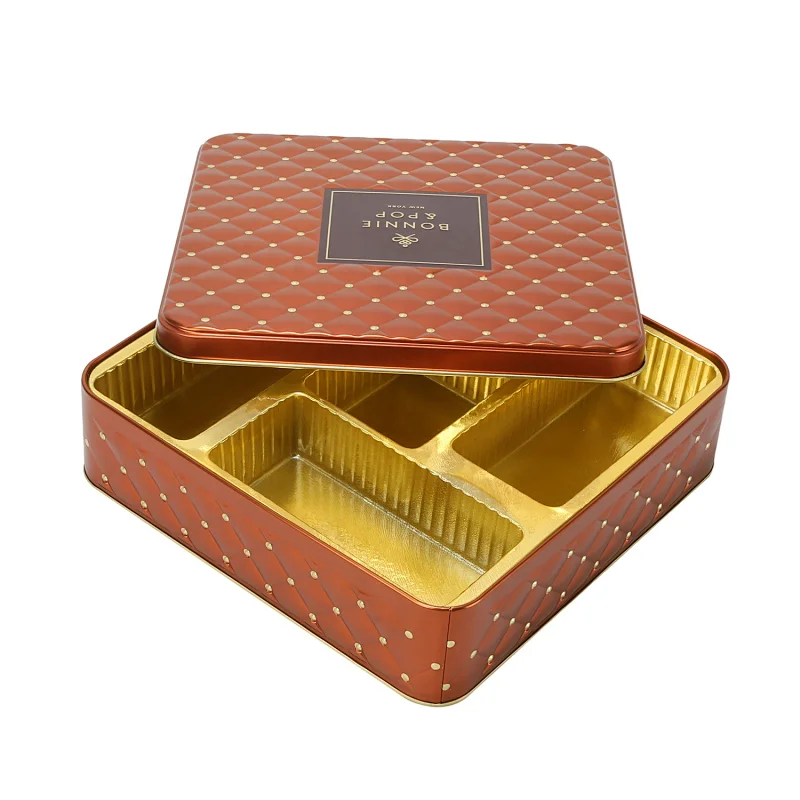 Food Grade Rectangular Boxes Custom Cookie Tin Container Gift Packaging Box
