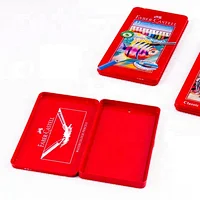 Custom Printing 24 Pieces tin can package Color Pencil Case Metal Box Rectangular Tin Box