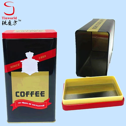Custom Printing Metal Tin Box Food Grade Rectangle Metal Tea Box Easy Open Coffee Tin Cans With Lid