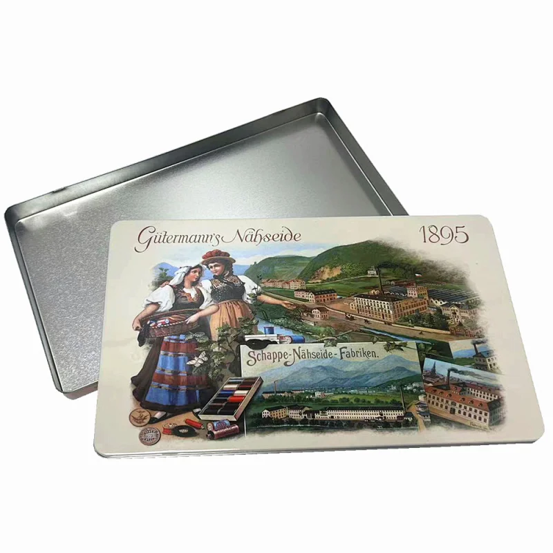 Custom Printing Tin Containers Rectangle Flat Metal Tin Packaging Colored Pencil Tin Box For Child
