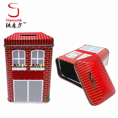 Wholesale Custom High Quality Money Tin Box House Shape Metal Coin Bank Child Gift Piggy Bank