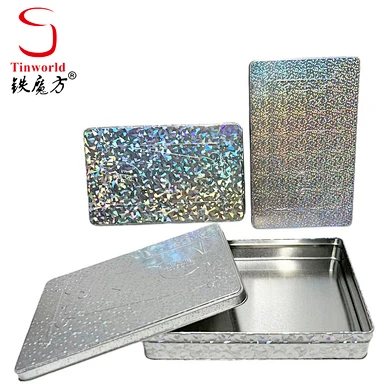 Custom Printed Tinplate Container Rectangle Shaped Metal Packaging Empty Tin Box For Food With Lid