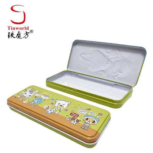 Tin Can Manufacturer Wholesale Custom Rectangular Tin Box Gift Metal Pencil Case With Hinged