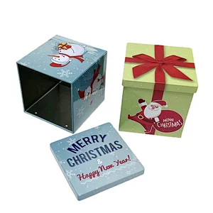 Factory Custom Christmas Packaging Square Metal Can Gift Tin Box With Lid