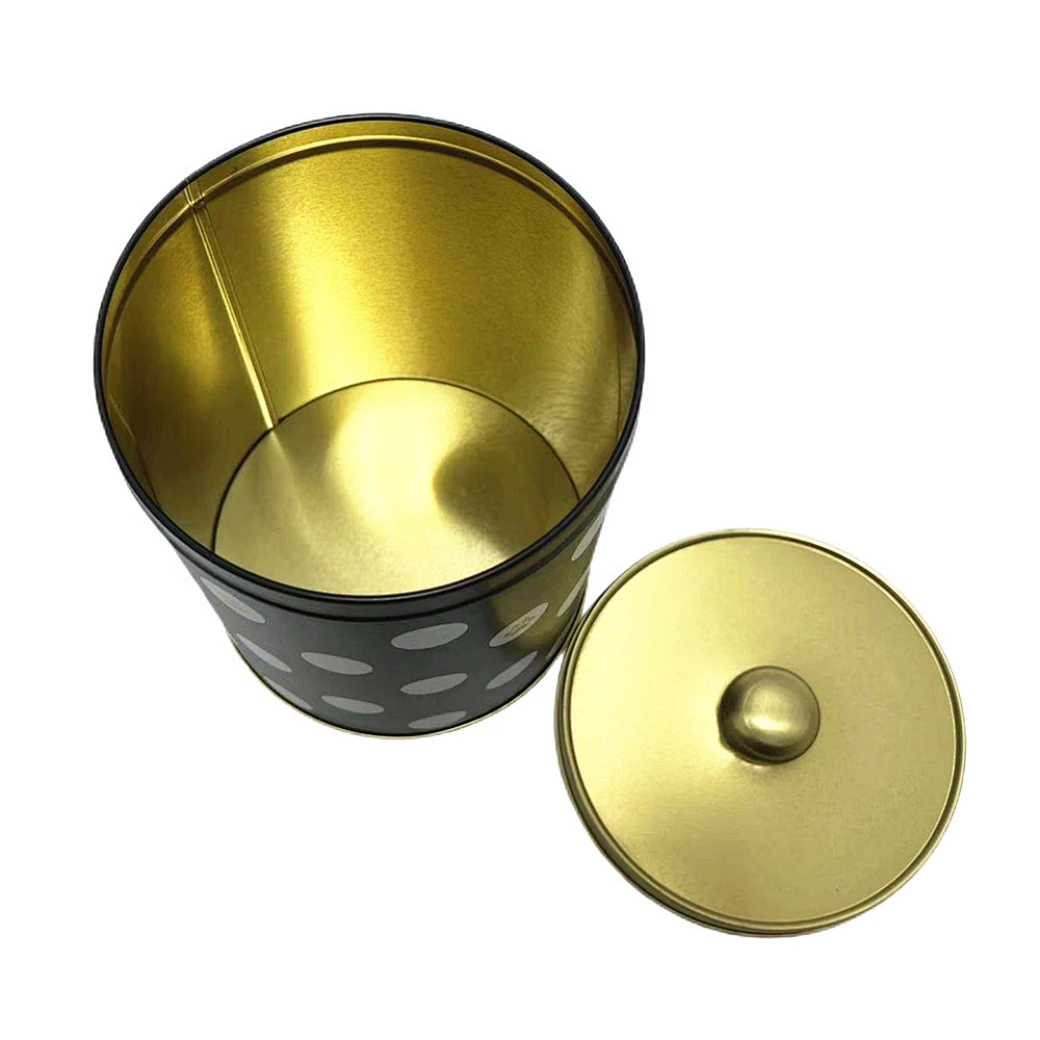 Cylindrical tin box Metal pet food container with lid