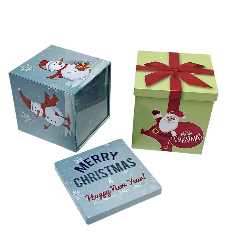 Factory Custom Christmas Packaging Square Metal Can Gift Tin Box With Lid
