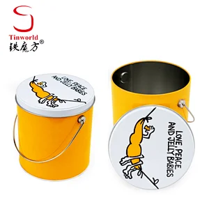 Wholesale Custom Tinplate Pail Packaging Empty Food Grade Metal Bucket Round Popcorn Tin Can With Lid