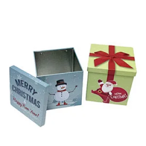 Factory Custom Christmas Packaging Square Metal Can Gift Tin Box With Lid