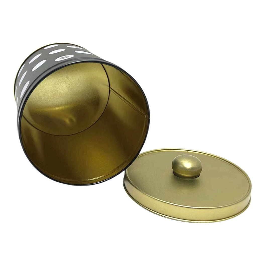 Cylindrical tin box Metal pet food container with lid