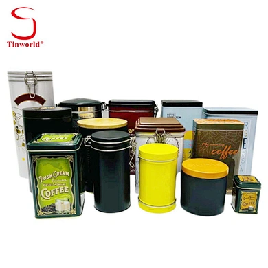 Factory Custom Airtight Tinplate containers Packaging Cylindrical Round Rectangle Metal Box Luxury Coffee Tin Can For Coffee