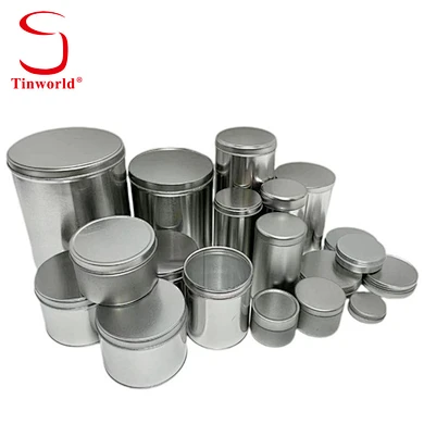 Shenglian Factory Custom Tinplate Container Round Cylindricity Tin Box Packaging Food Empty Metal Tin Can For Food With Lid