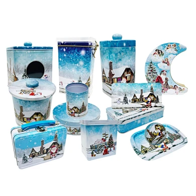 Shenglian Factory Custom Tinplate Case Packaging Metal Can Storage Container Food Grade Christmas Tin Box