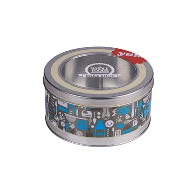 hot sale round tin can window colorful printing custom cookies tin box