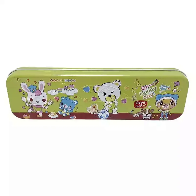 Custom Printed Tinplate Case Container Empty Rectangle Metal Can Packaging Embossed Tin Box For Pencil and Pen