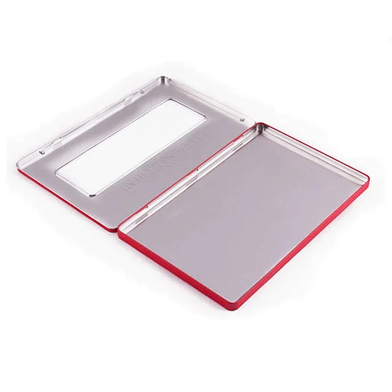 Custom Printed Flat Tinplate Packaging Clear Window Hinged Metal Case Rectangle 36 Pieces Color Pencil Tin Box