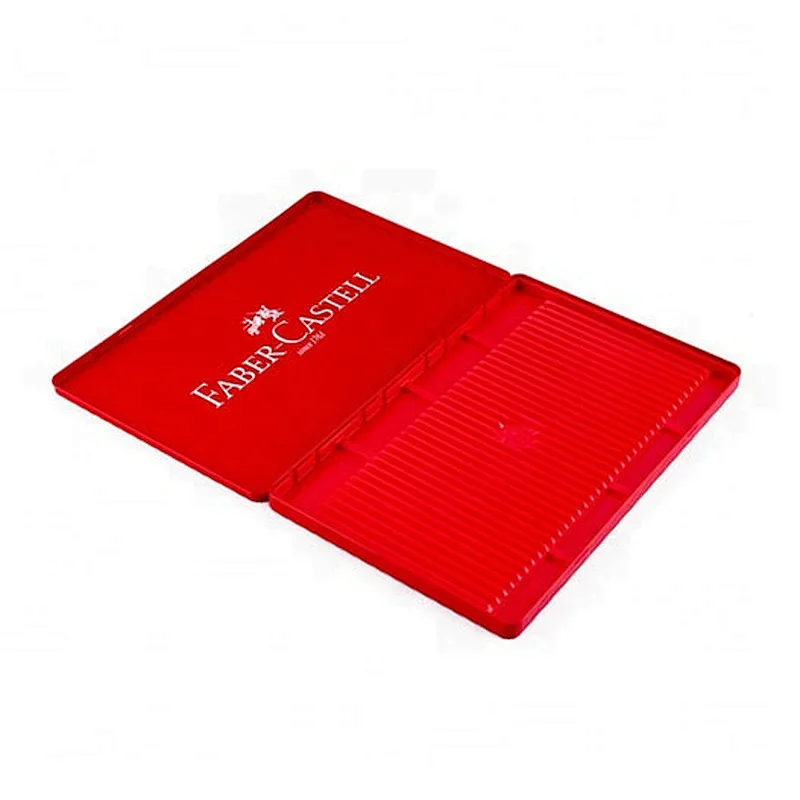 Custom Printed Flat Tinplate Packaging Clear Window Hinged Metal Case Rectangle 36 Pieces Color Pencil Tin Box