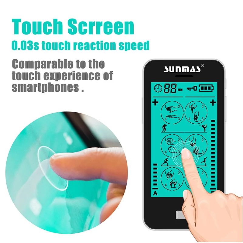 large touch screen easy use tens massager for back neck shoulder leg pain relief