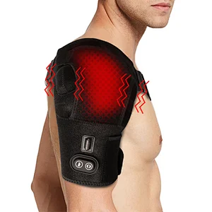 SUNMAS frozen shoulder therapy electric heated shoulder wrap brace vibration massage powered by portable charger