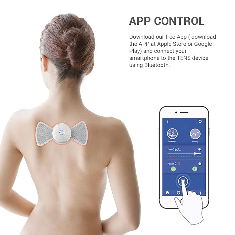 Electric Mini Battery Operated Butterfly Abs Muscle Electrode Pads Black Massager Pad