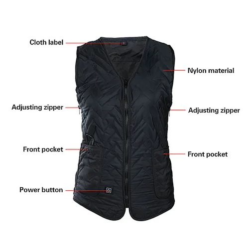 electric 5v outdoor intelligent battery operated rechargeable safety adjustable carbon fiber heated vest for men and women