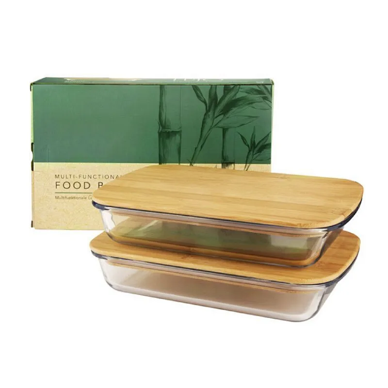 Pyrex borosilicate glass baking tray with eco-friendly bamboo lid DK ...