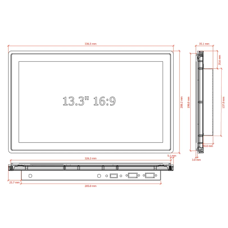 Bestview 13.3 inch touch screen monitor 1920x1080 resolution open frame capacitive touch lcd monitor