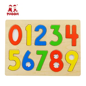 Children 0-9 recognition educational toy baby wooden number puzzle for toddler