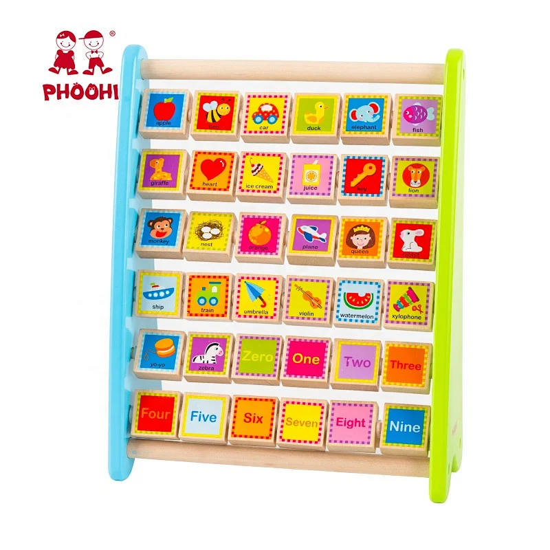 Baby Learning Capitcal Letter Beads Children Wooden Alphabet Abacus Educational Toy For Kidi
