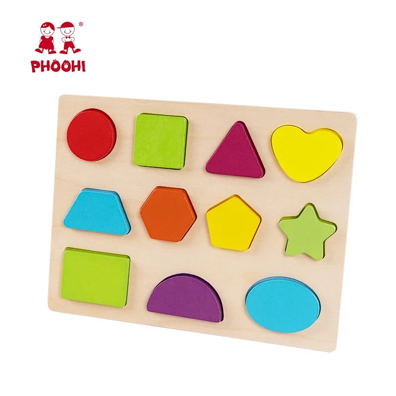 Hot Children Montessori Wooden Geometric Shape Educational Jigsaw Puzzle For Kids 3+