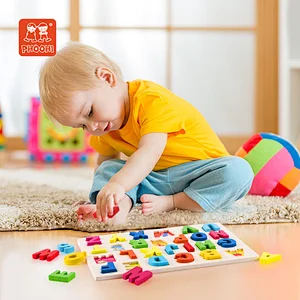 26 pcs capital letter kids educational toy baby alphabet wooden puzzle for toddler