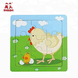 Plywood kids educational puzzle toy wooden animal chicken jigsaw puzzle for children