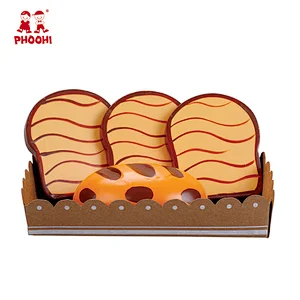 Baby pretend play food children simulation wooden bread set toy for baby 3+