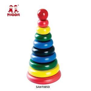 Baby classic educational toys wooden children stacking rainbow tower for kids 1+