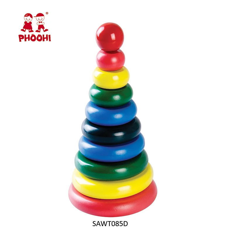 Baby classic educational toys wooden children stacking rainbow tower for kids 1+