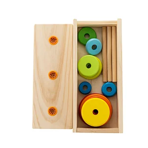 10 rings wooden tower of hanoi toy for baby educational toy