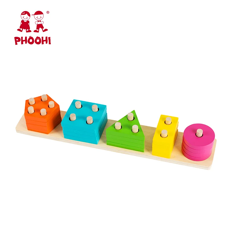 20 pcs shape color recognition geometric sorting board block toy wooden montessori puzzle