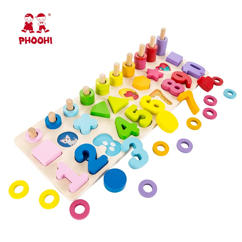 Shape matching Number Wooden board