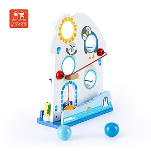 children preschool educational Ball Track-Penguin wooden toy for kids wooden games ball track toy