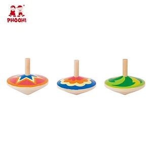 In stock 9 styles kids play game toy children wooden spinning top toy for toddler 3+