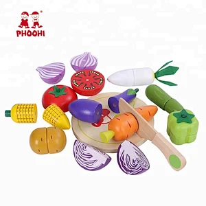 Kitchen accessories toys wooden magnetic food play cutting vegetable toys